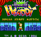 Dynamite Headdy title screen for Sega Game Gear